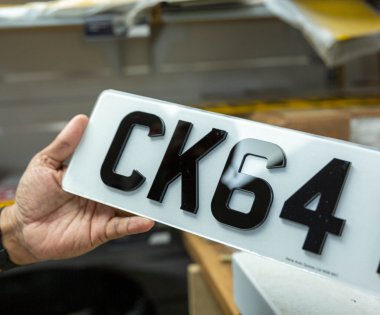 A white number plate