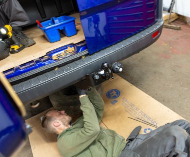 A van being fixed