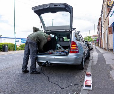 A towbar being fitted