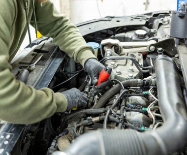 Car engine being fixed
