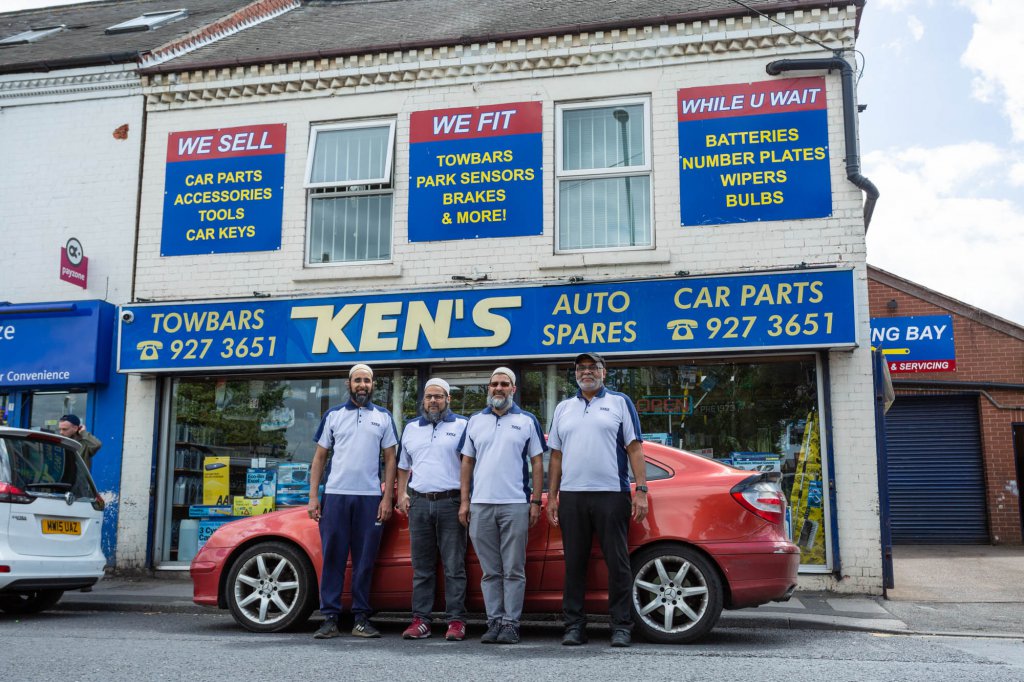 The team outside the Ken’s Auto Spares shop in Bulwell, Nottingham