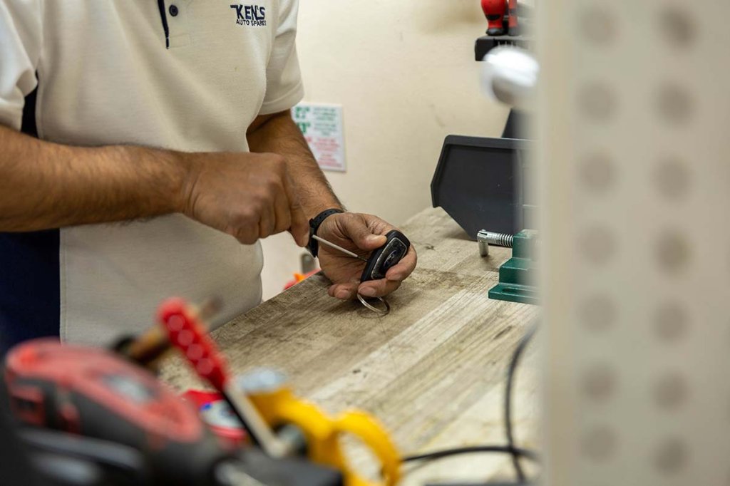 A car key being programmed