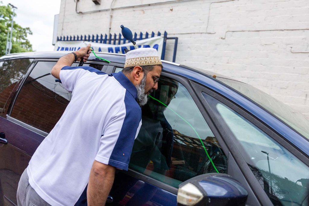 A car being unlocked using specialist equipment