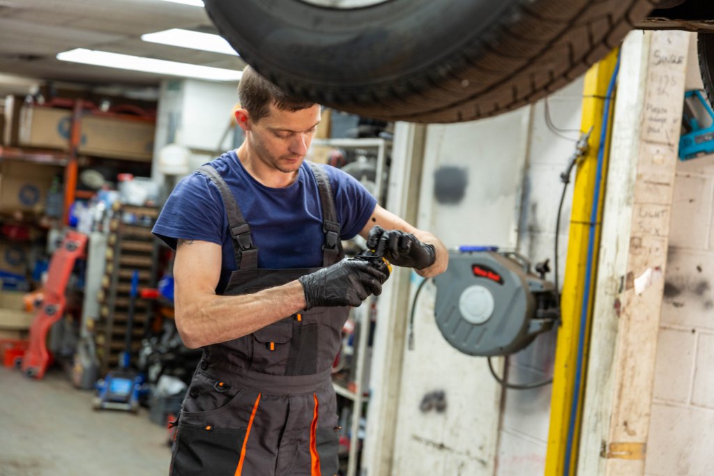 A car being serviced