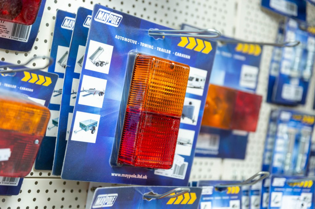 Vehicle light units and lighting parts on the shelves at Ken’s Auto Spares, Bulwell