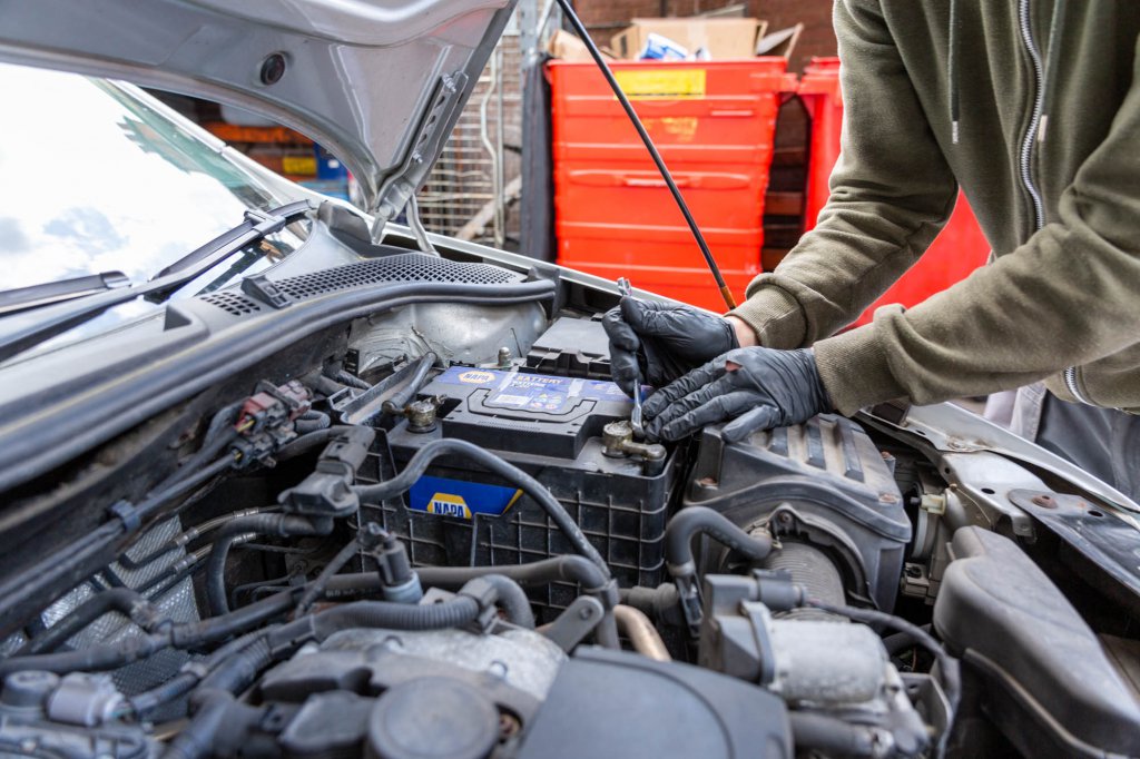 Car battery in car