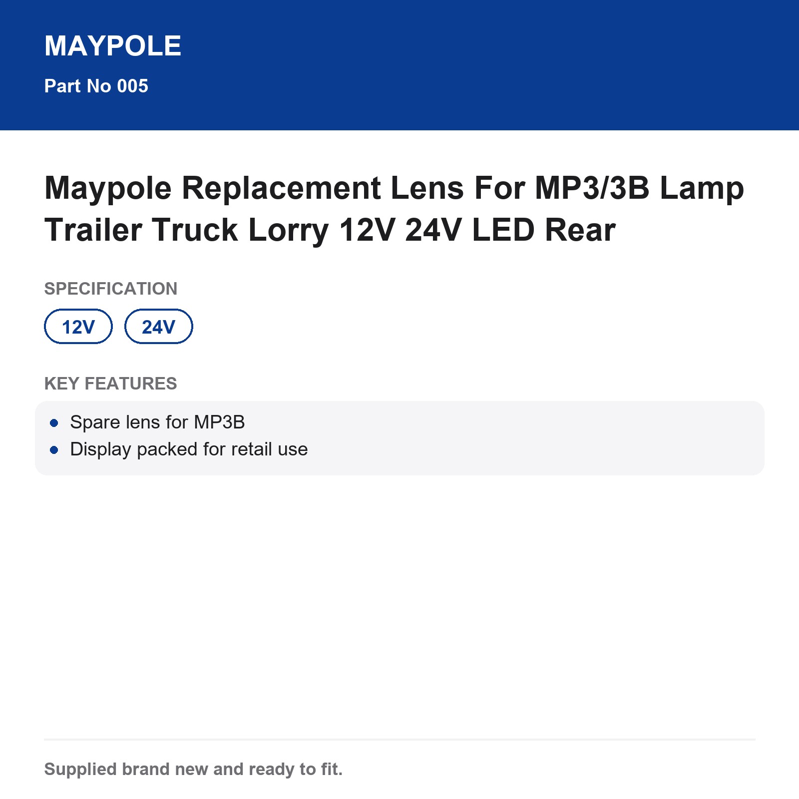 Maypole MP3/3B Replacement Lens Trailer Truck Lorry 12V 24V LED Rear - Image 5