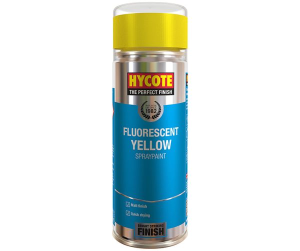 Hycote Fluorescent Yellow Safety Spray Paint 300ml Tough Acrylic Aerosol