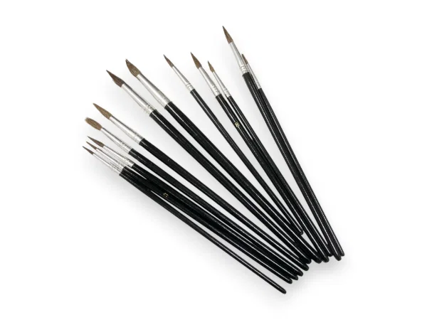 Artist Paint Brush Set 12PC Pointed Toolzone BR012 - Image 3