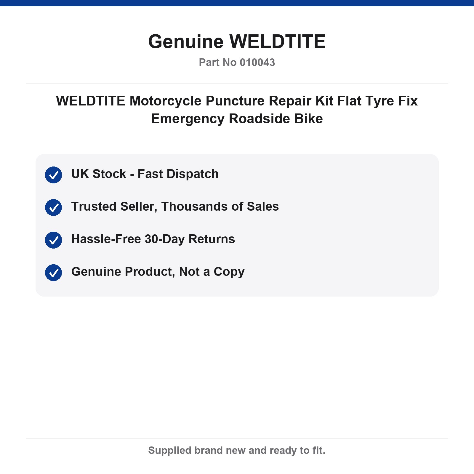 WELDTITE Motorcycle Puncture Repair Kit Flat Tyre Fix Emergency Roadside Compact - Image 4