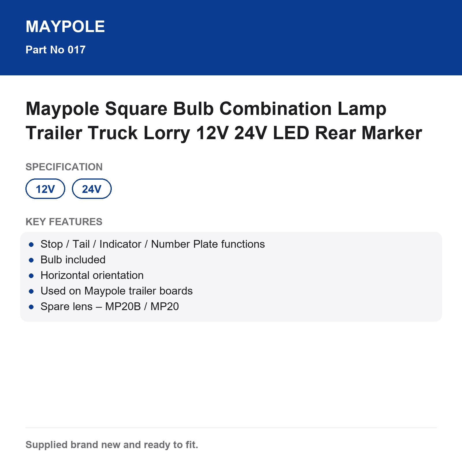 Maypole Square Bulb Combination Lamp Trailer Truck Lorry 12V 24V Rear Marker - Image 4