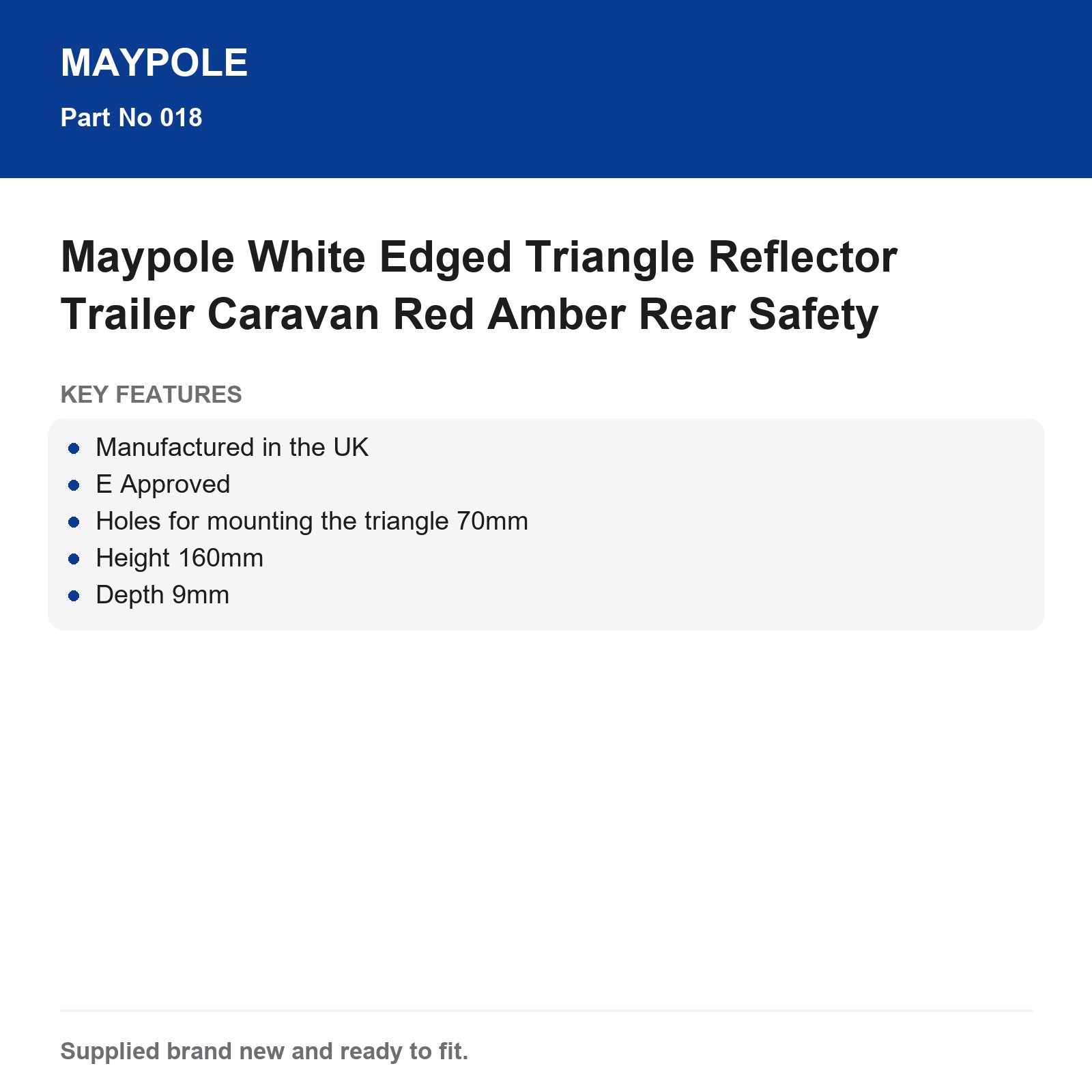 Maypole Trailer Caravan Reflector Triangle Red Amber Rear Safety - Image 6