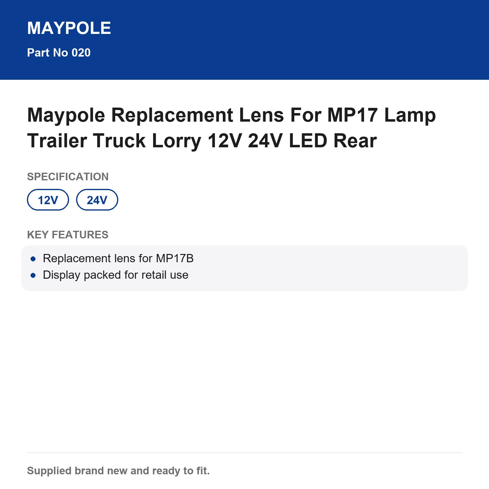 Maypole Replacement Lens MP17 Lamp Trailer Truck Lorry 12V 24V LED Rear - Image 5