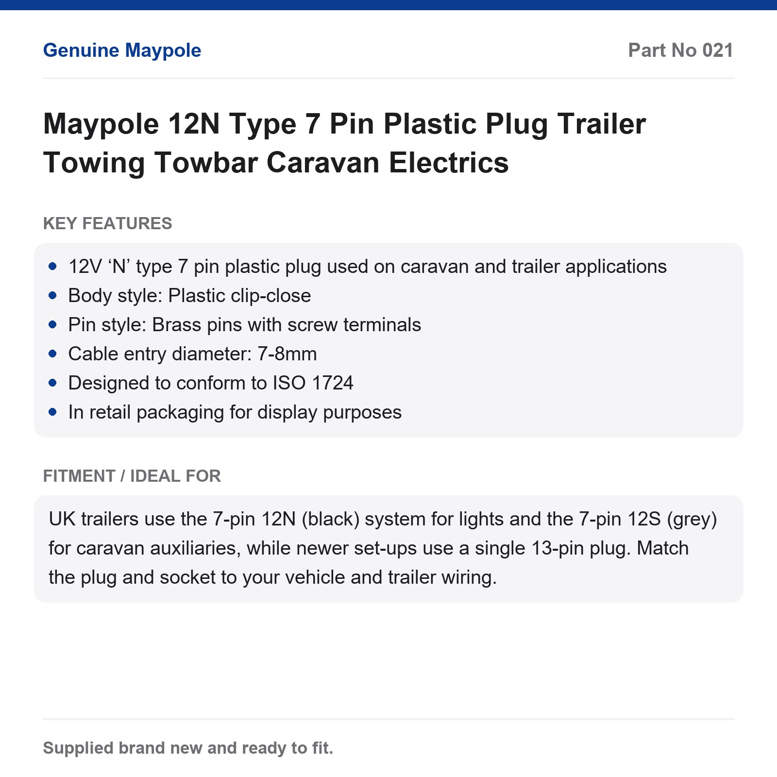 Maypole 12N Type 7 Pin Plastic Plug Trailer Towing Towbar Caravan Electrics - Image 5