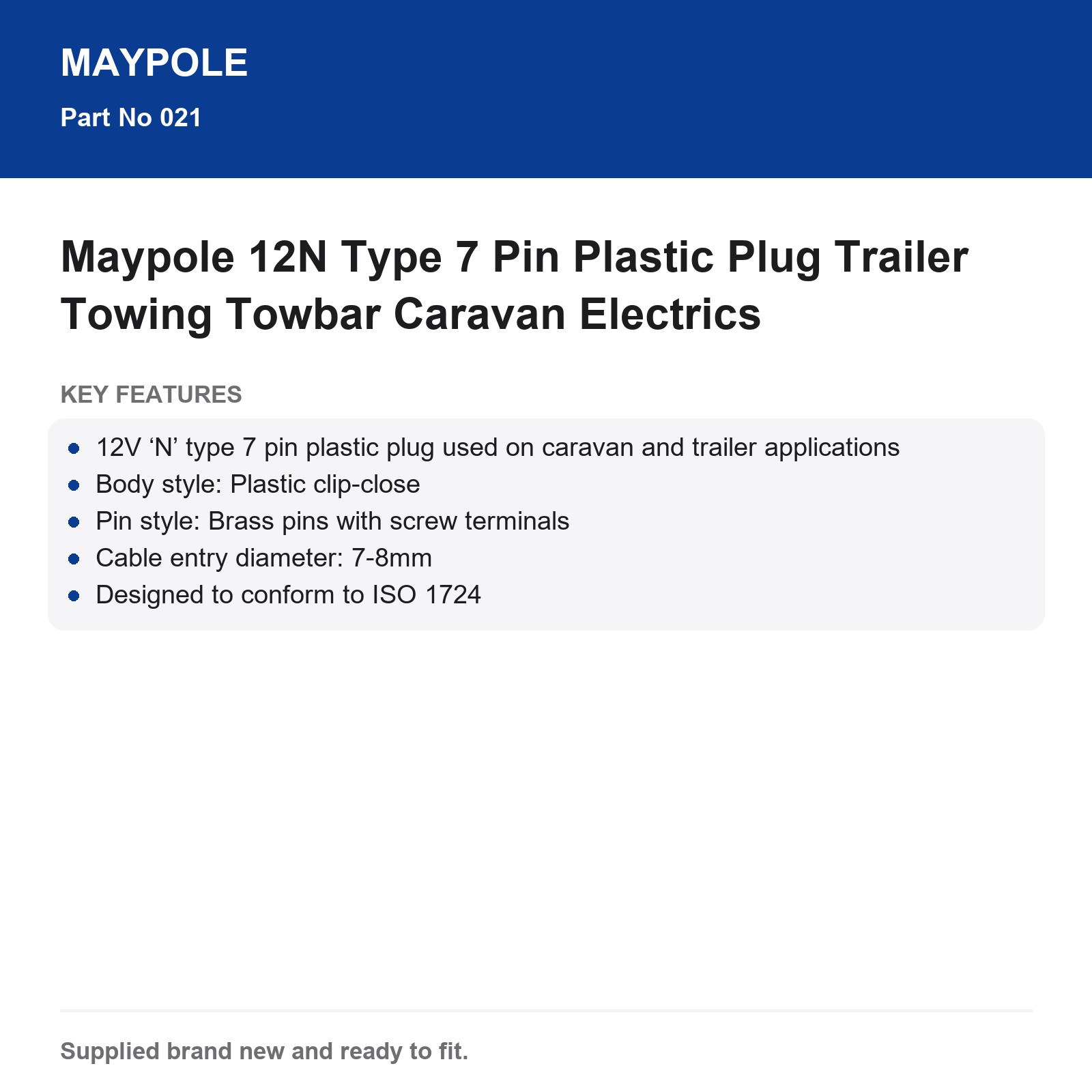 Maypole 12N Type 7 Pin Plastic Plug Trailer Towing Towbar Caravan Electrics - Image 6