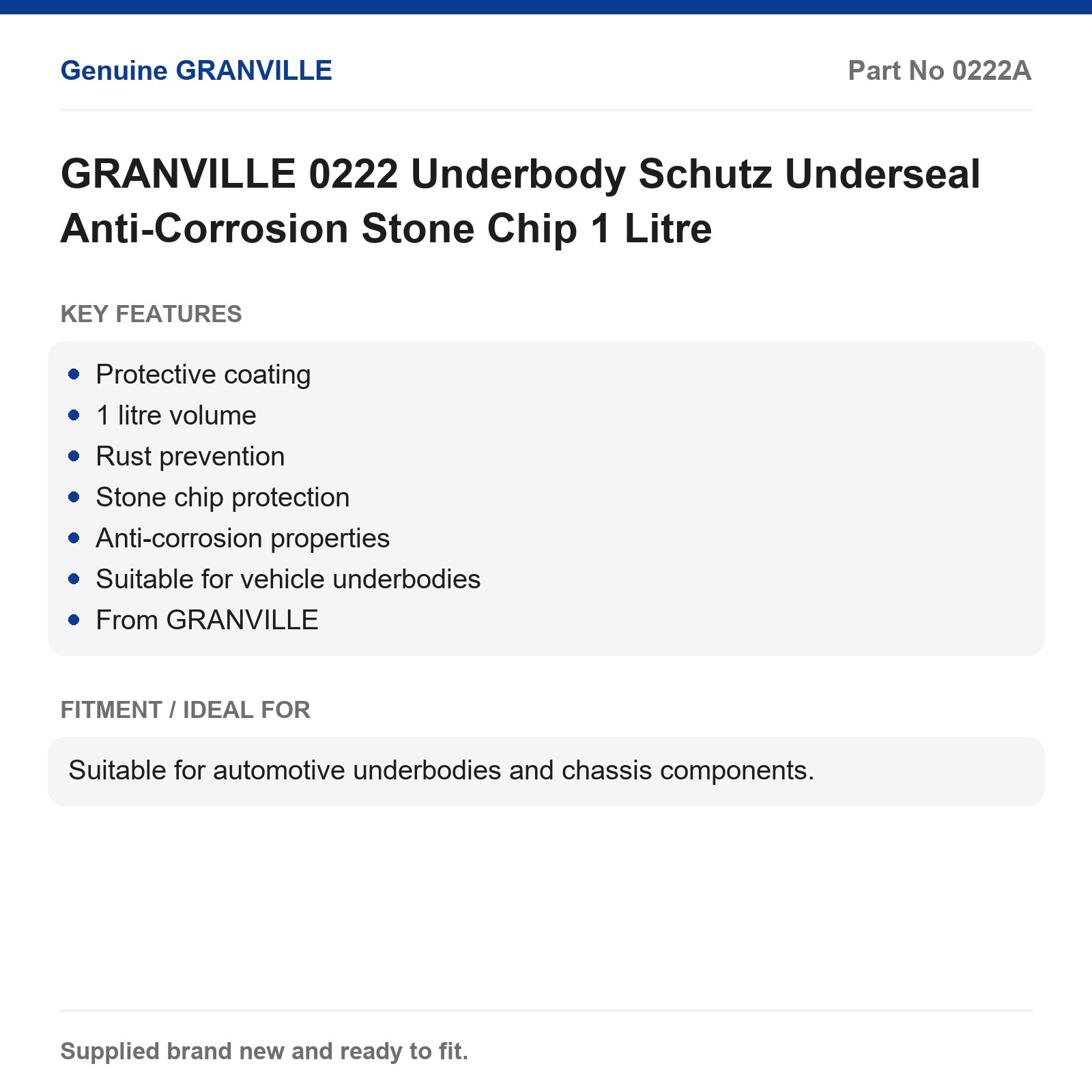 GRANVILLE 0222 Underseal Anti-Corrosion Stone Chip Underbody 1 Litre - Image 3