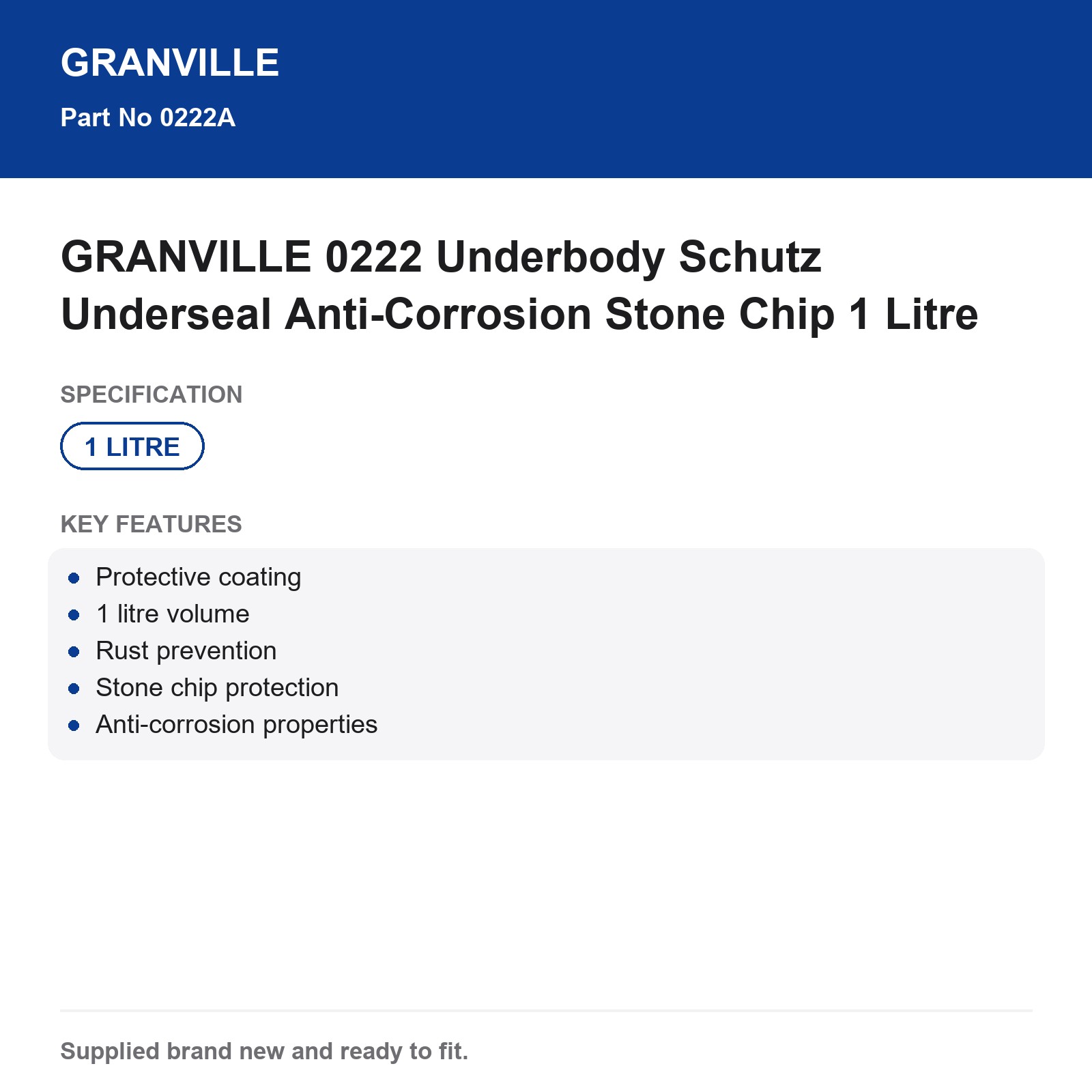 GRANVILLE 0222 Underseal Anti-Corrosion Stone Chip Underbody 1 Litre - Image 4