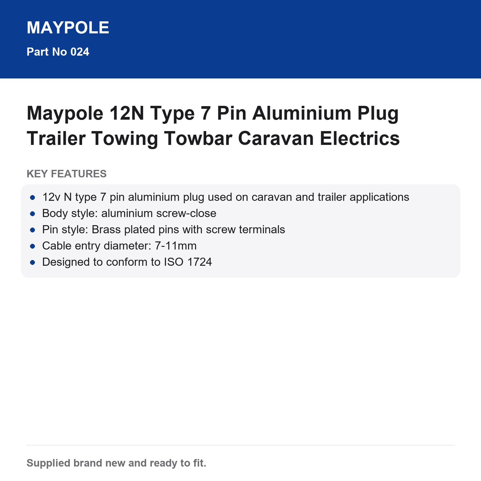 Maypole 12N Type 7 Pin Aluminium Plug Trailer Towing Towbar Caravan Electrics - Image 5
