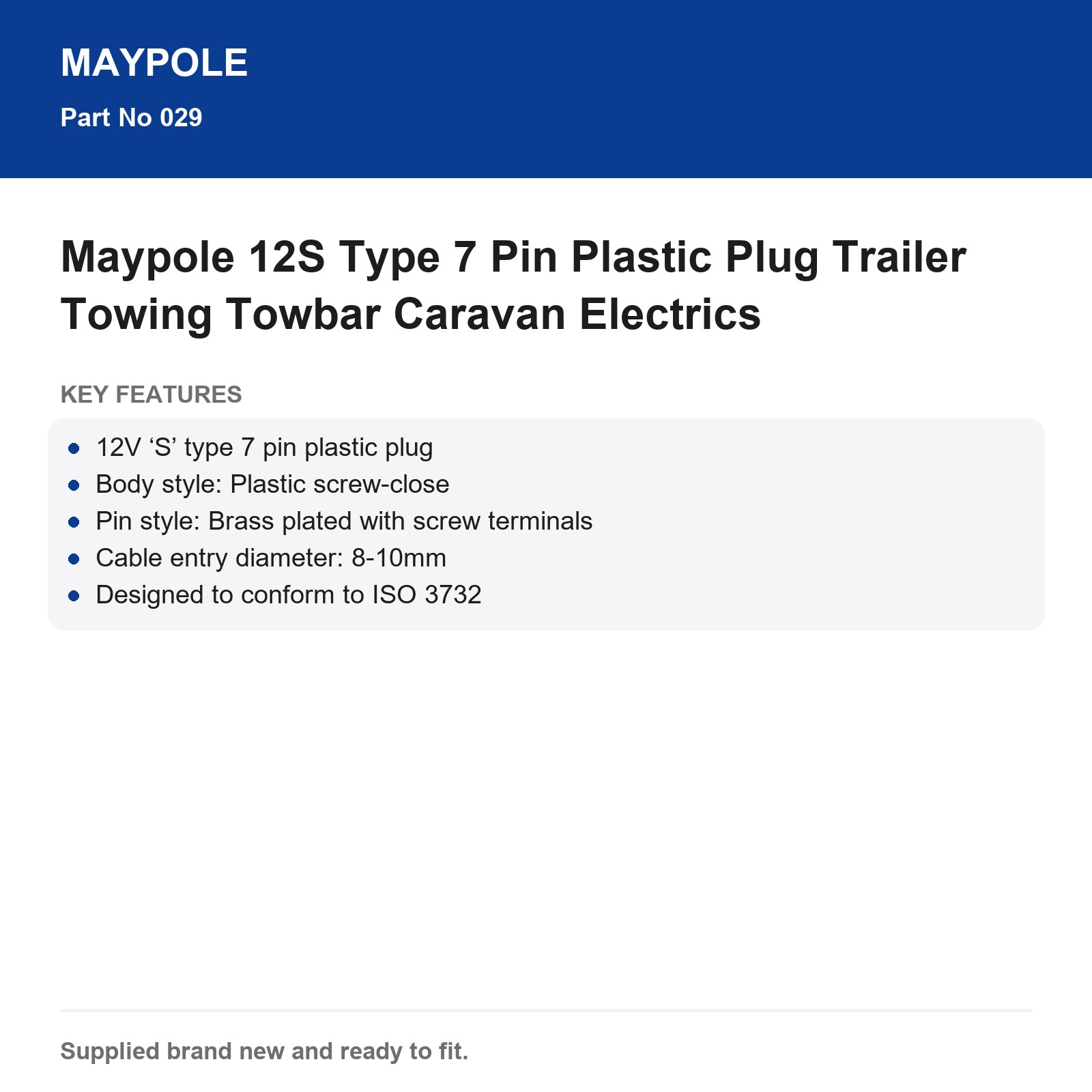 Maypole 12S Type 7 Pin Plastic Plug Trailer Towing Towbar Caravan Electrics - Image 6