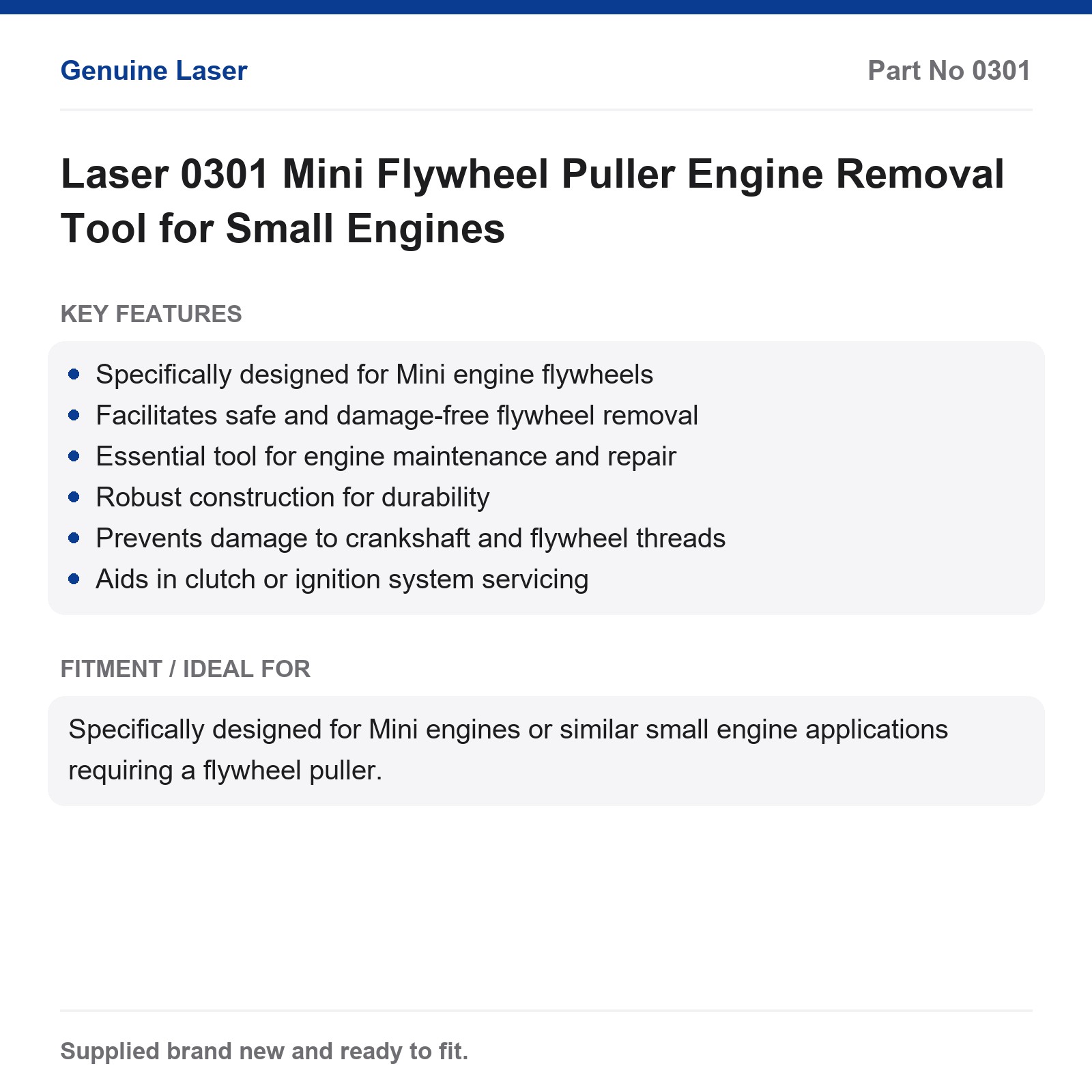 Laser 0301 Mini Small Engine Flywheel Puller Tool - Image 3