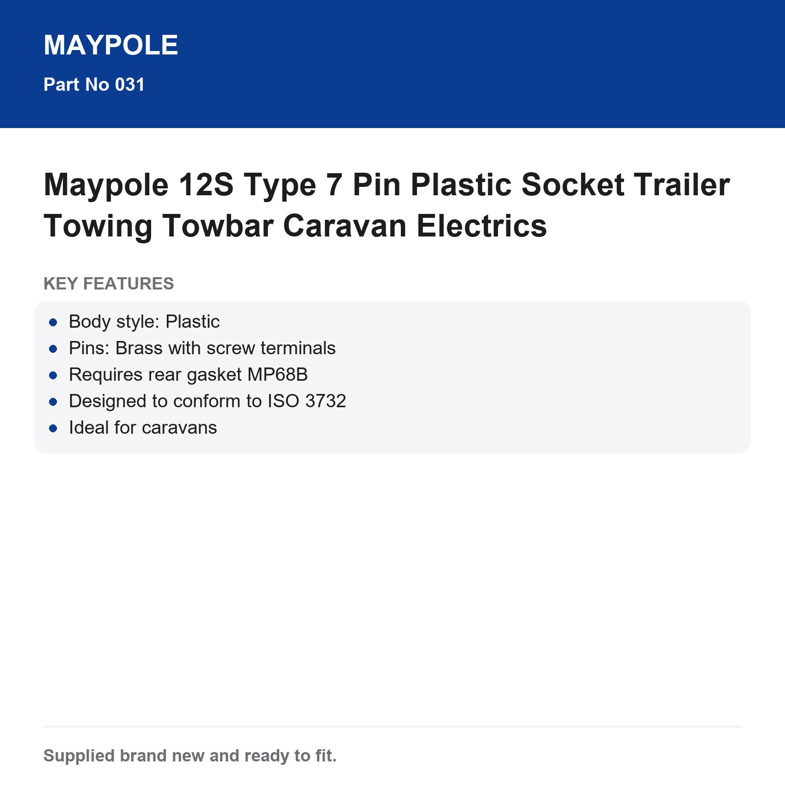 Maypole 12S Type 7 Pin Plastic Socket Trailer Towing Towbar Caravan Electrics - Image 6