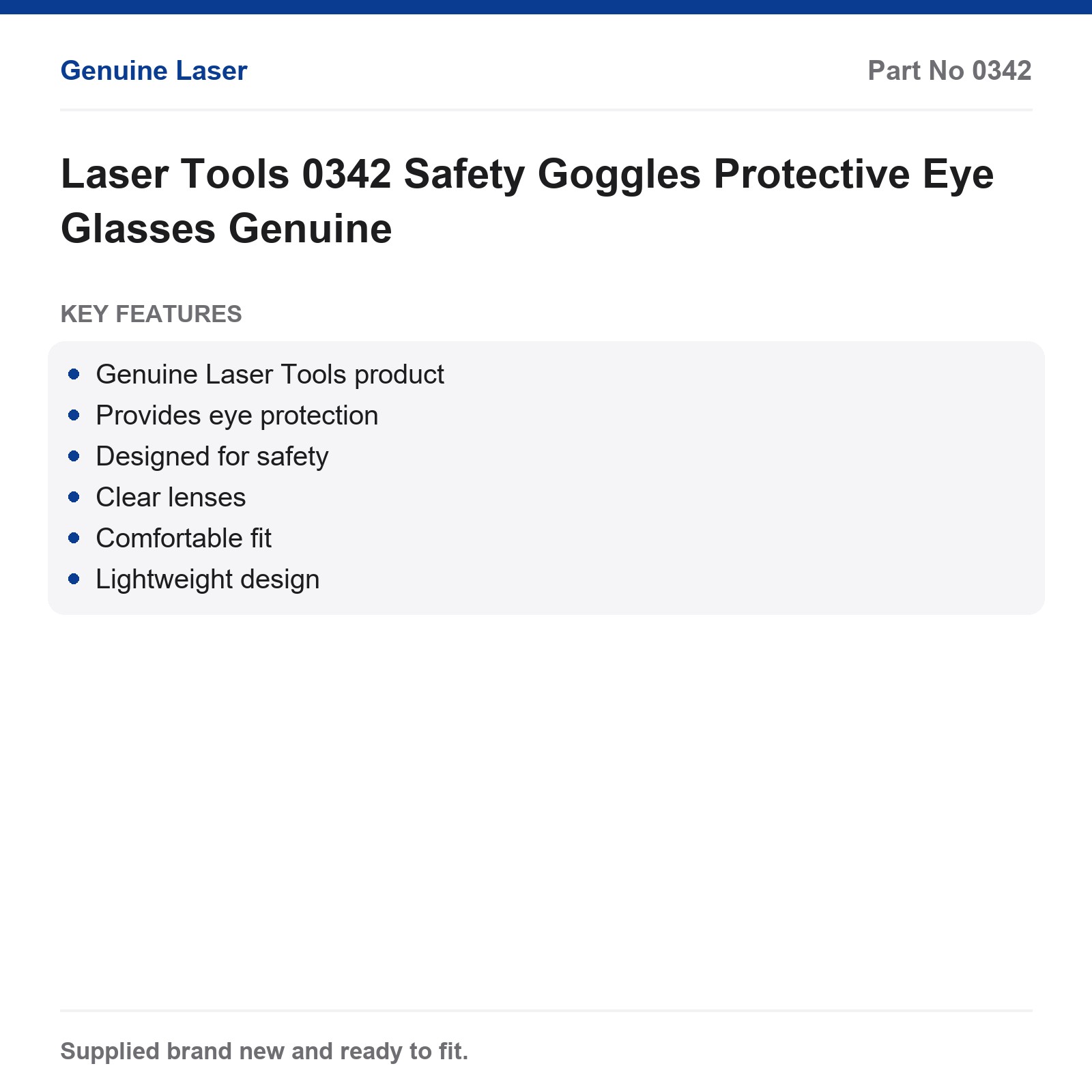 Laser Tools 0342 Safety Goggles Protective Eye Glasses Genuine - Image 3