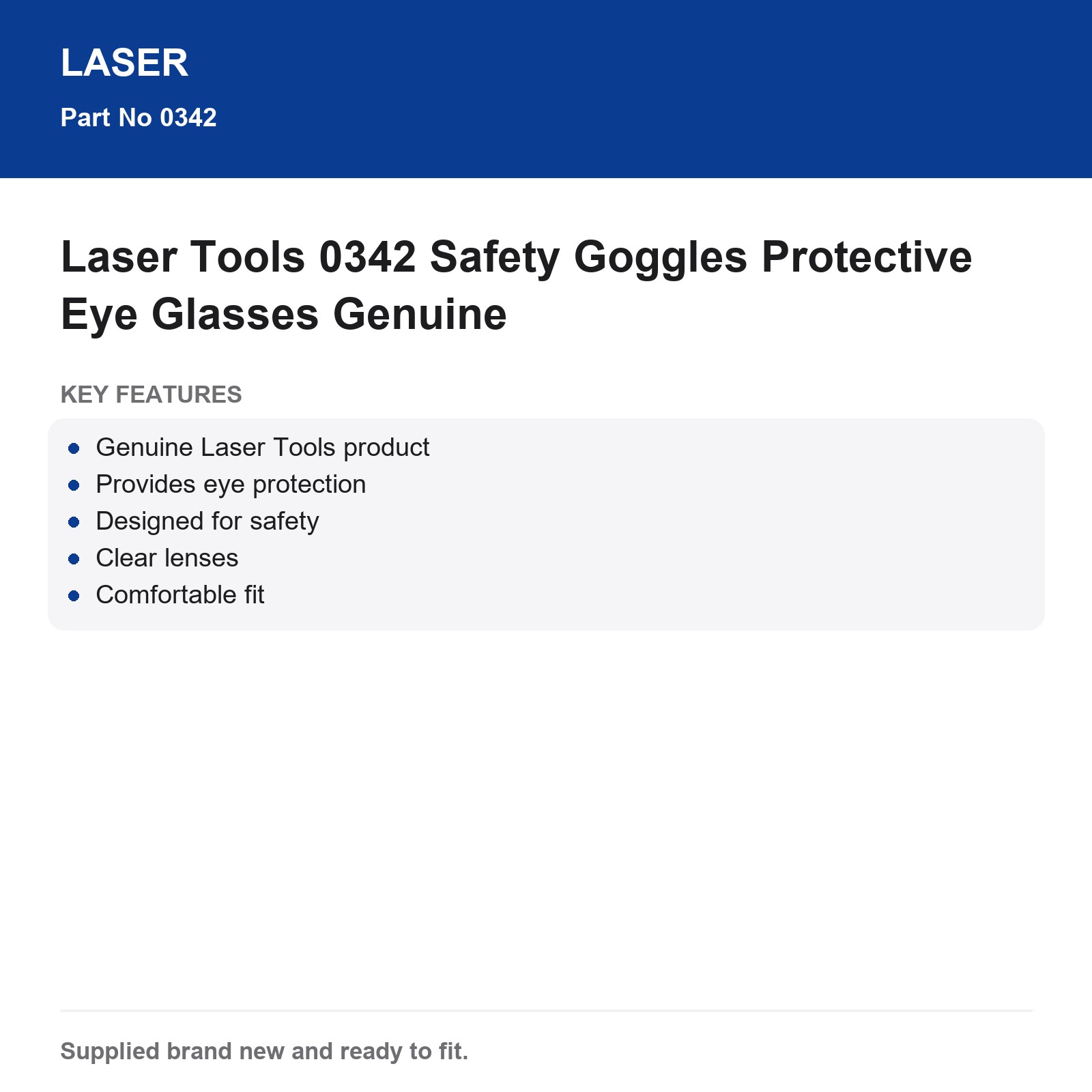 Laser Tools 0342 Safety Goggles Protective Eye Glasses Genuine - Image 4
