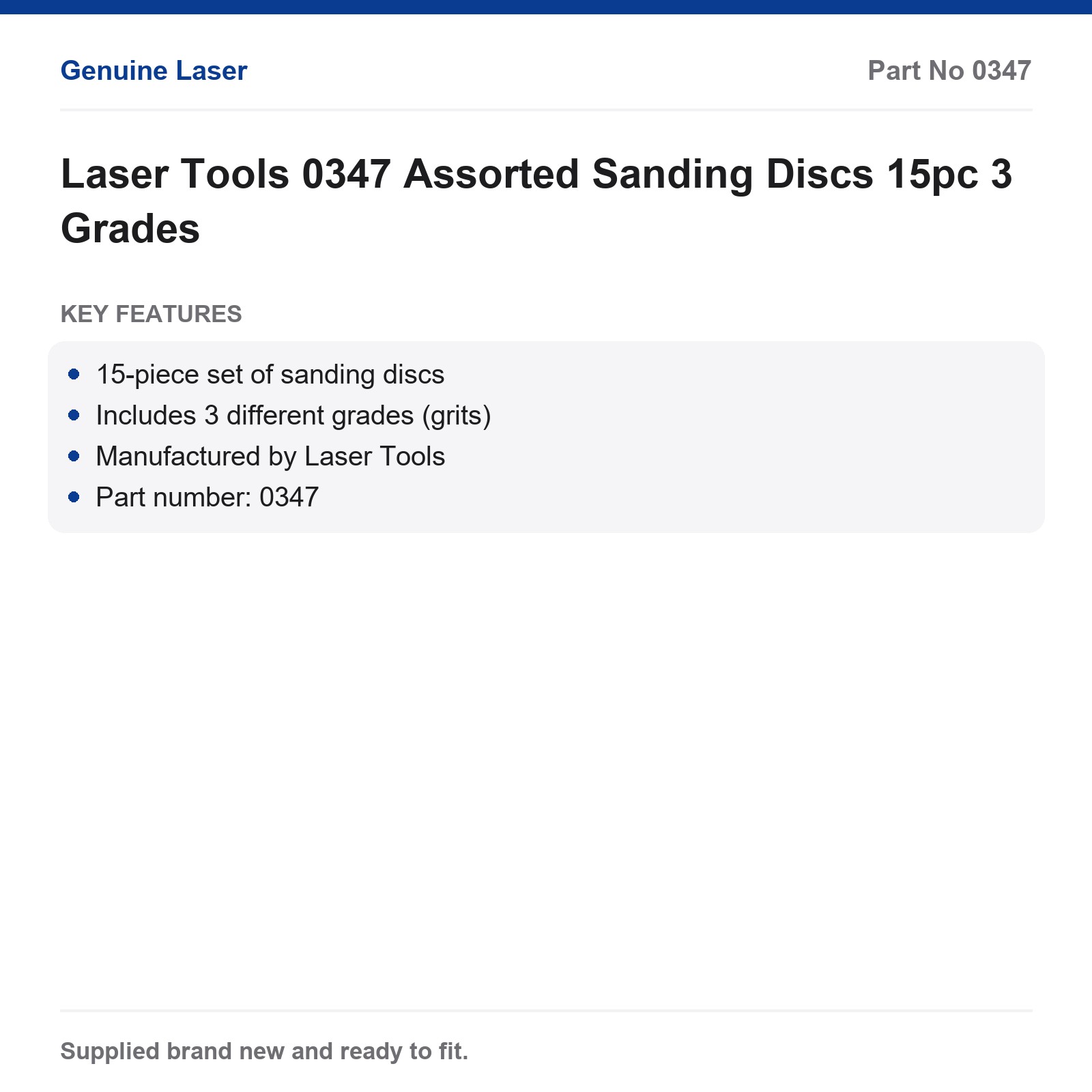 Laser Tools 0347 Sanding Discs 15pc Set 3 Grades - Image 6