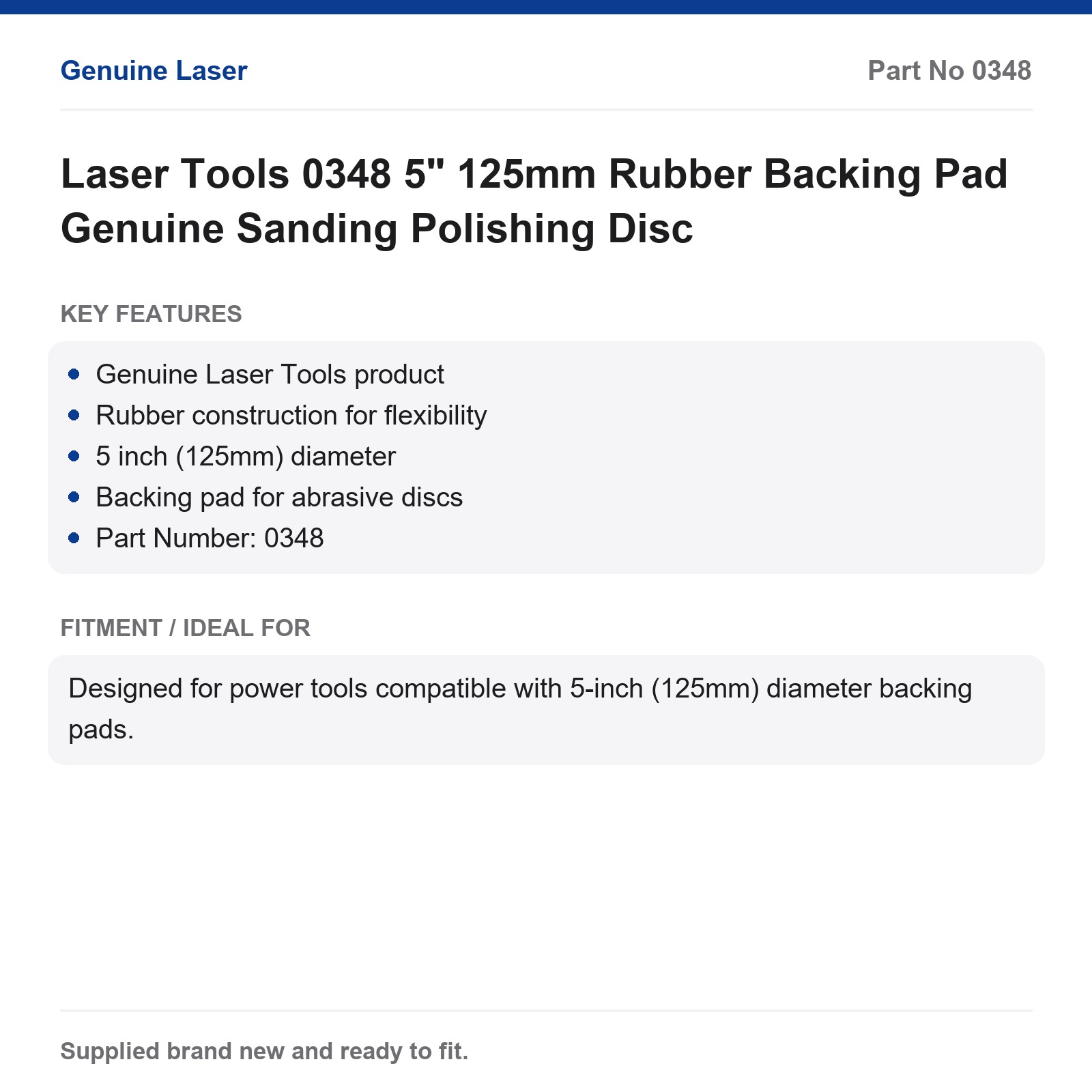 Laser Tools Rubber Backing Pad 0348 5" 125mm Sanding Polishing Disc - Image 4