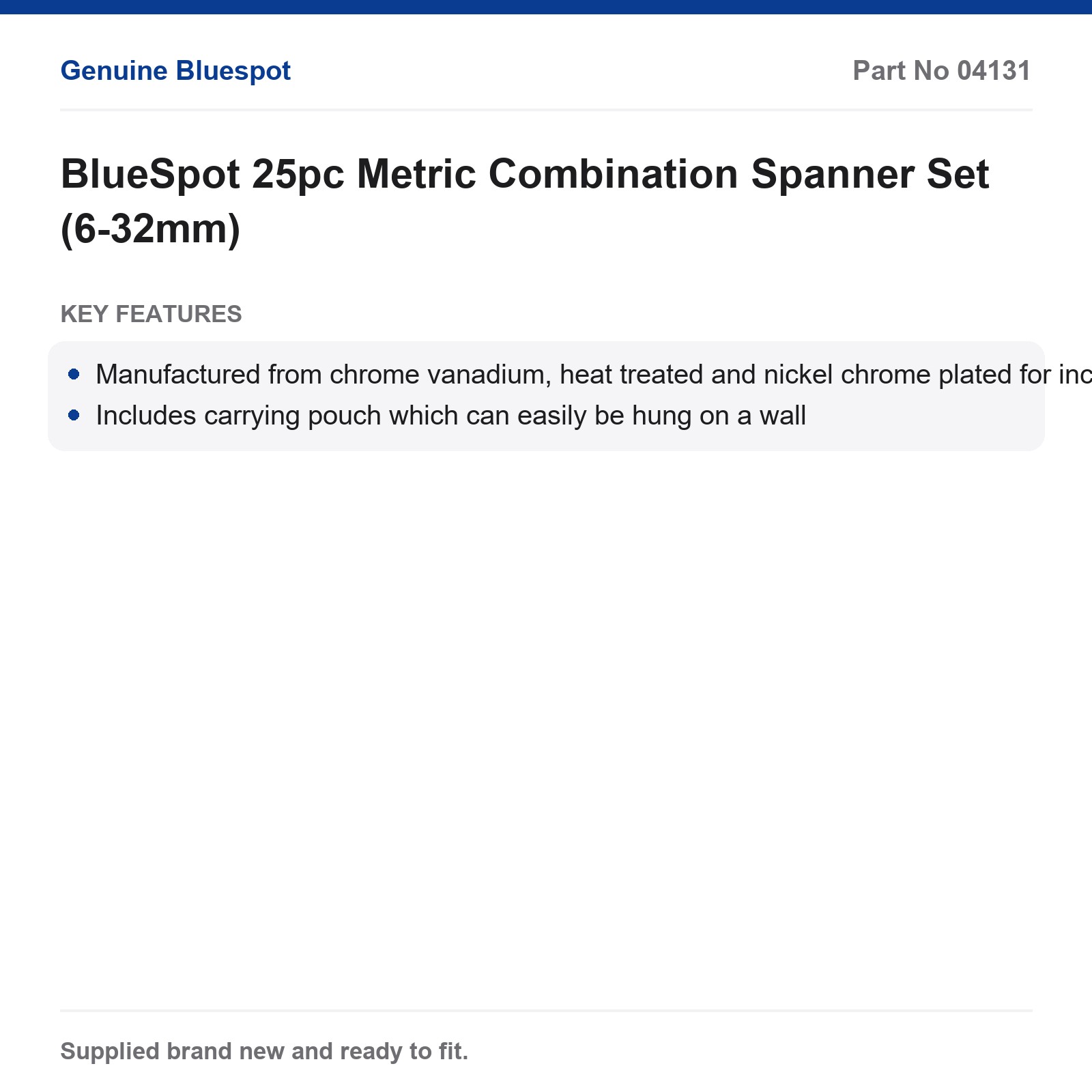 BlueSpot Combination Spanner Set 25pc Metric 6-32mm - Image 3