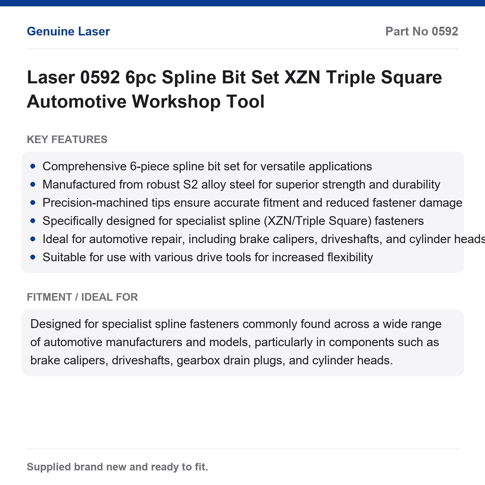 Laser 0592 6pc XZN Triple Square Spline Bit Set Automotive Tool - Image 5