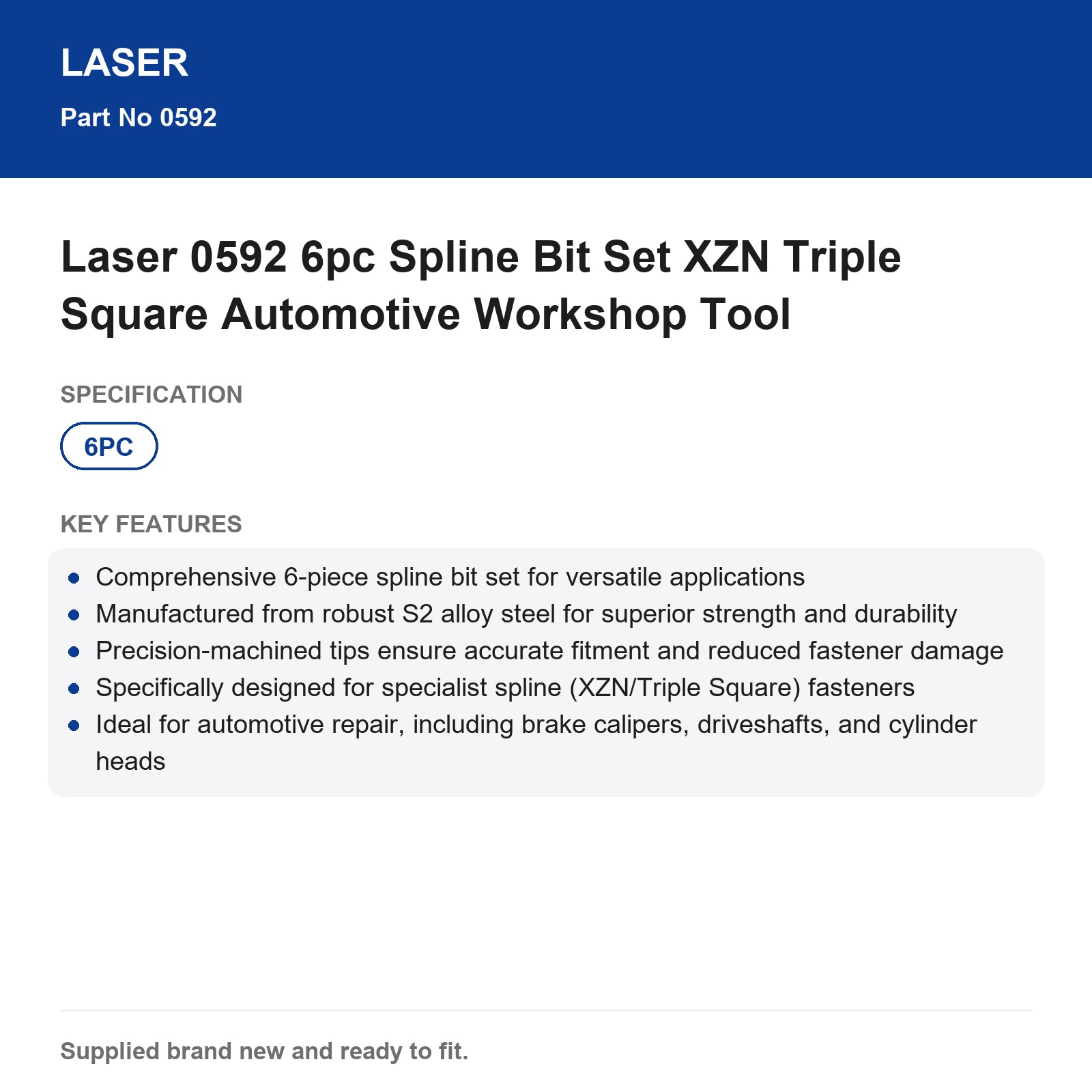Laser 0592 6pc XZN Triple Square Spline Bit Set Automotive Tool - Image 6