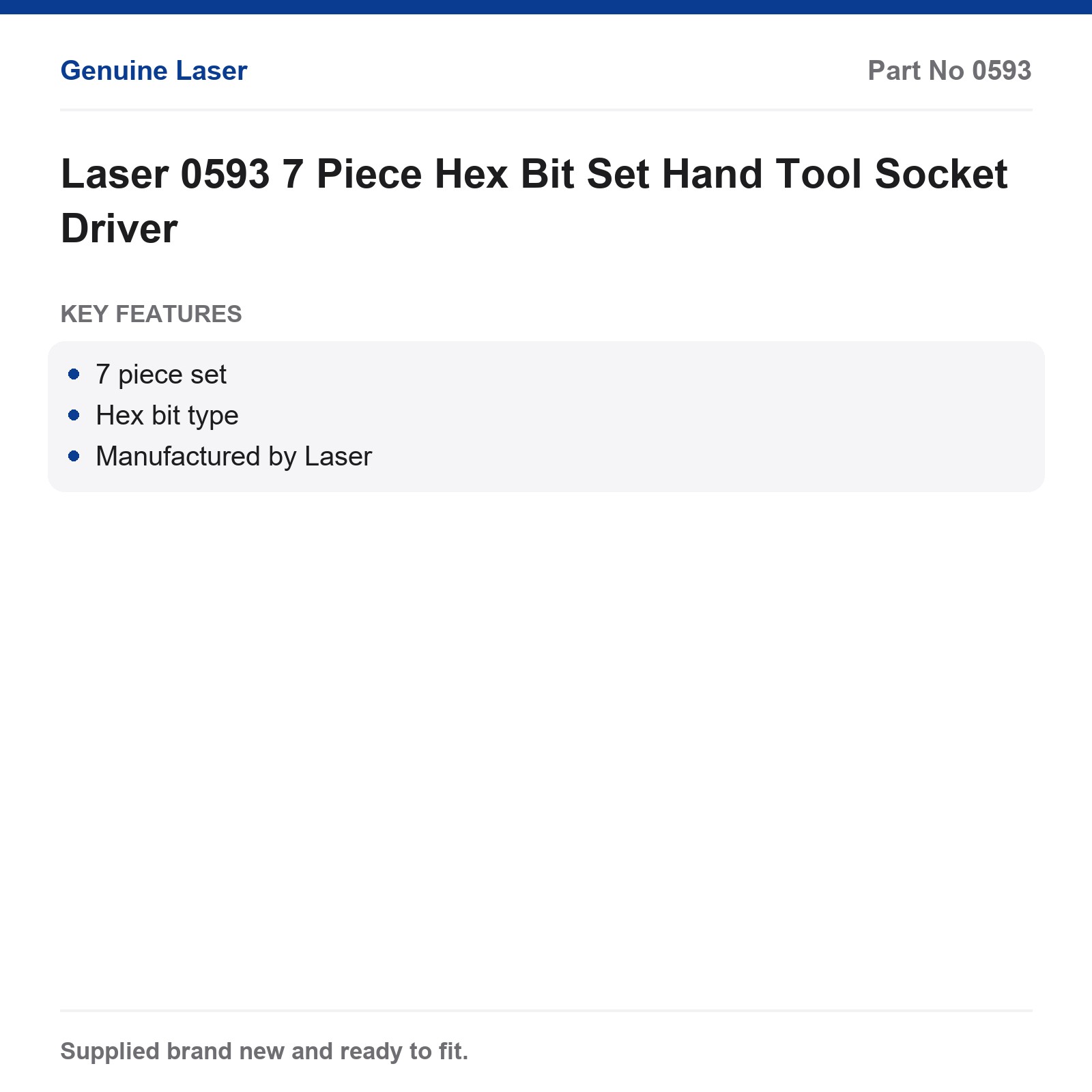 Laser 0593 7 Piece Hex Bit Screwdriver Set - Image 6
