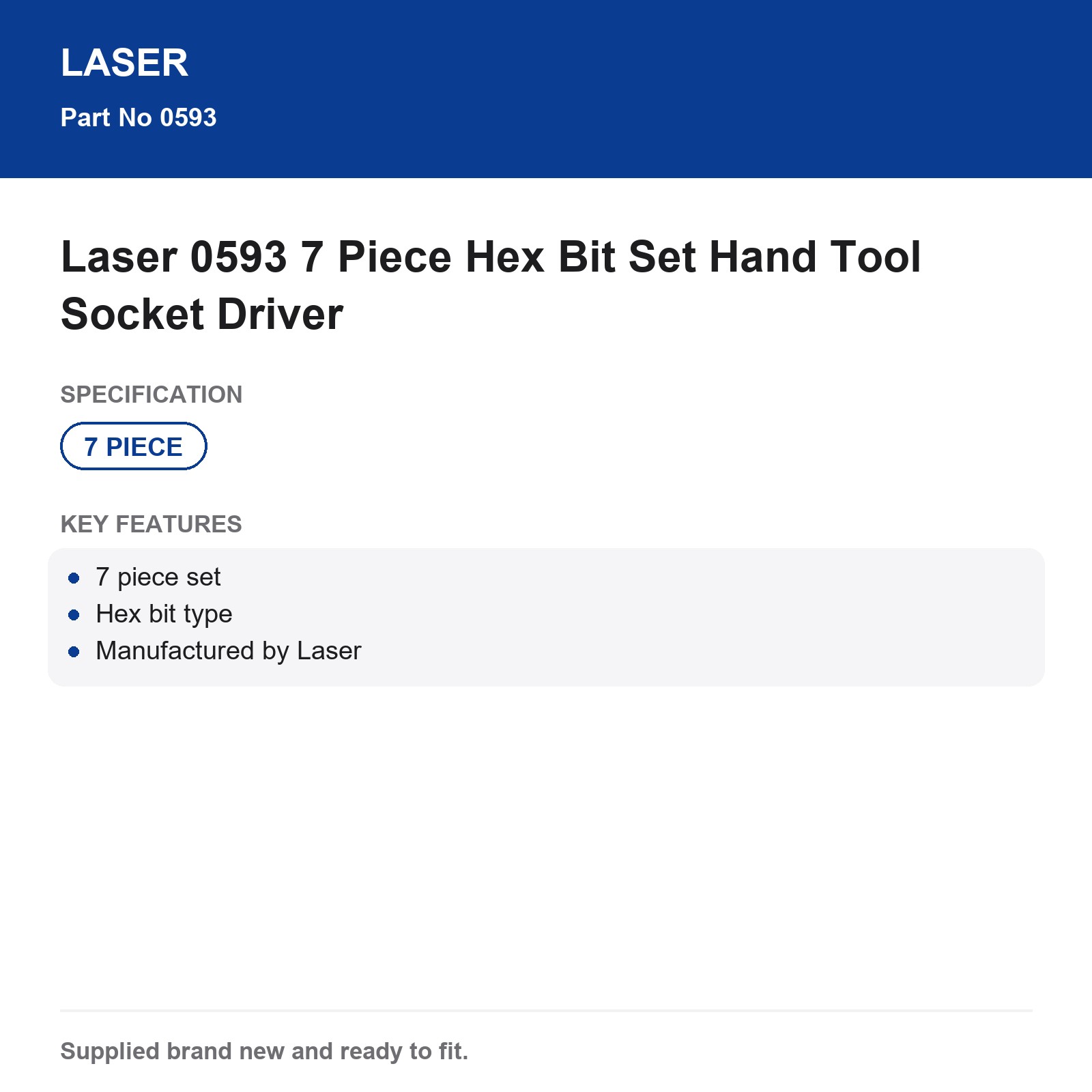 Laser 0593 7 Piece Hex Bit Screwdriver Set - Image 7