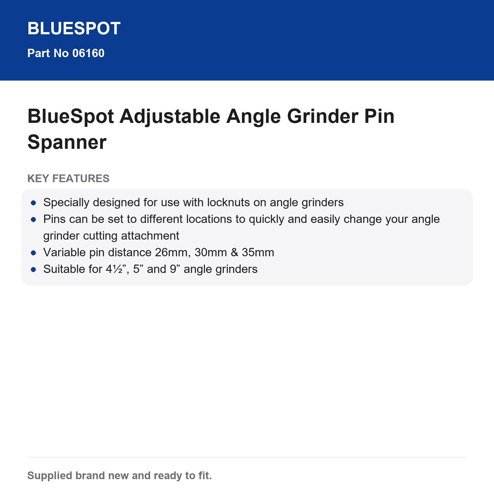 BlueSpot Adjustable Angle Grinder Pin Spanner Locknut 26-35mm 4.5" 5" 9" - Image 4