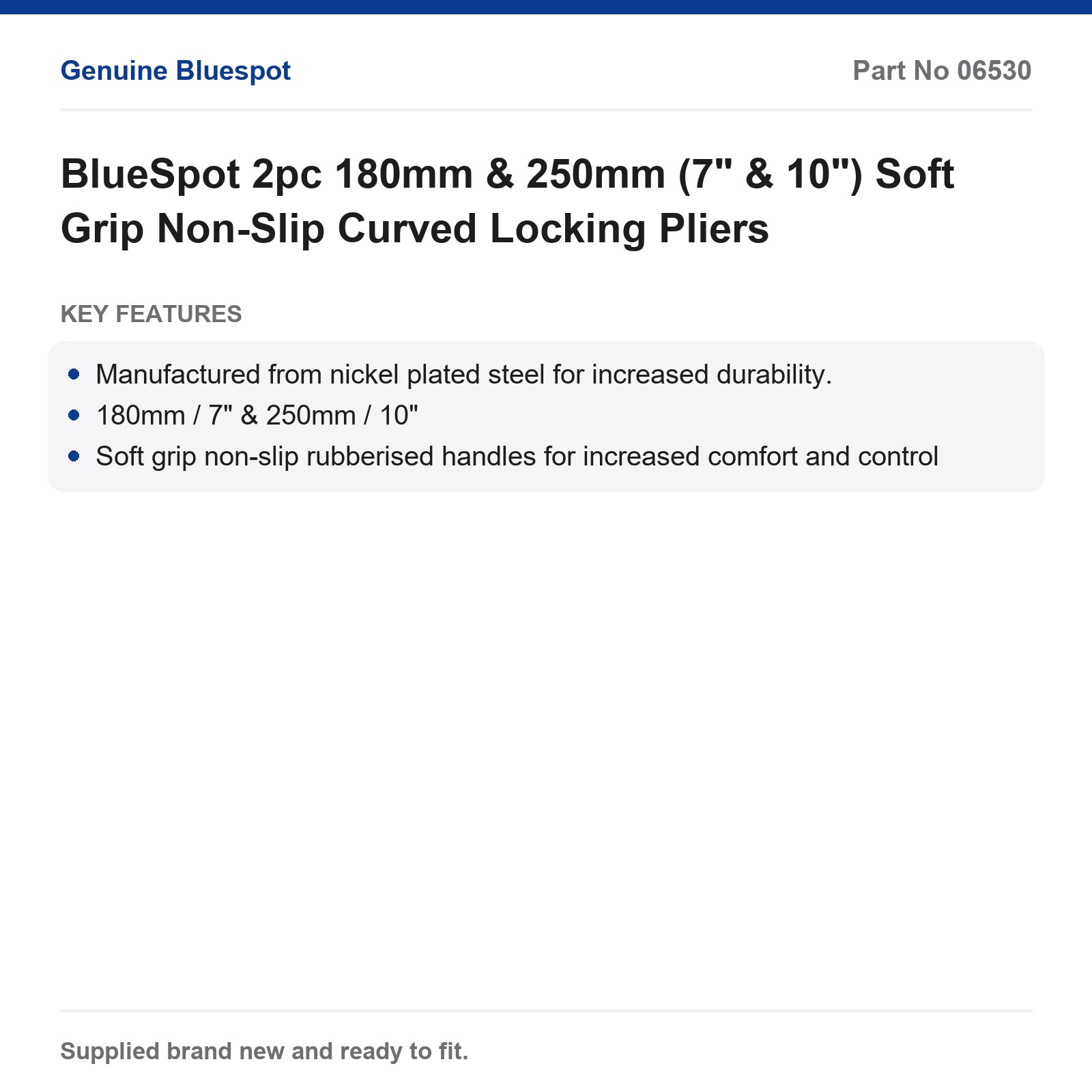 BlueSpot Locking Pliers Curved Soft Grip 2pc 180mm 250mm (7" 10") Non-Slip - Image 3