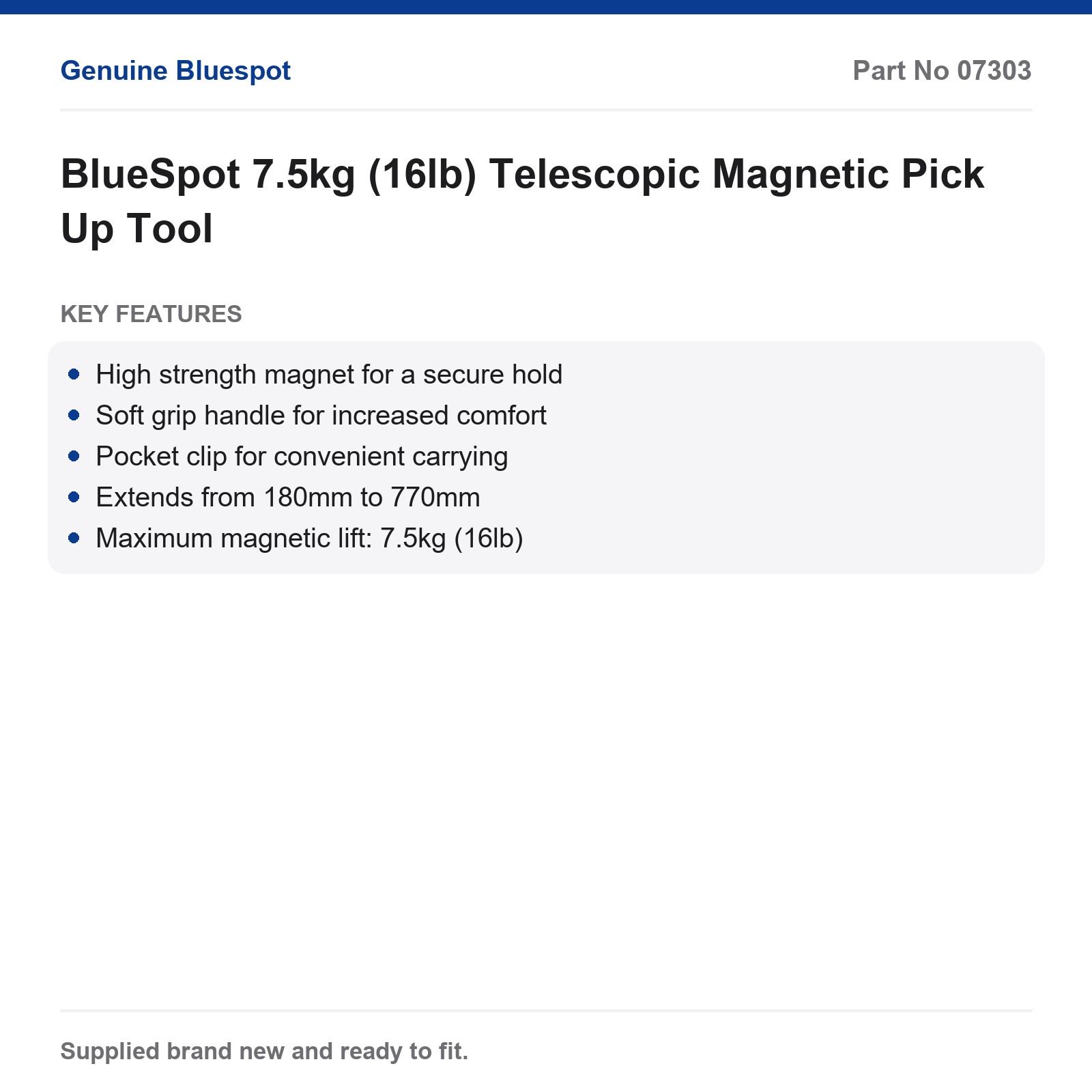 BlueSpot 7.5kg (16lb) Telescopic Magnetic Pick Up Tool - Image 3