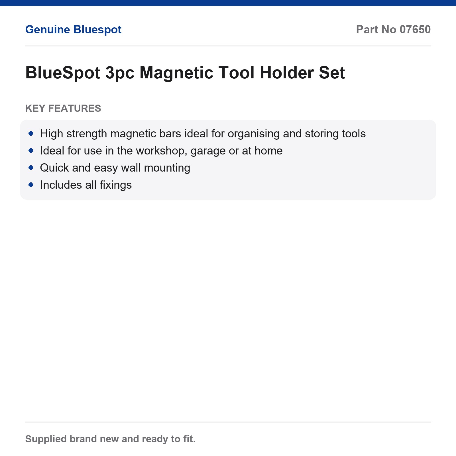 BlueSpot Magnetic Tool Holder Set 3pc High Strength Wall Mount Workshop - Image 3