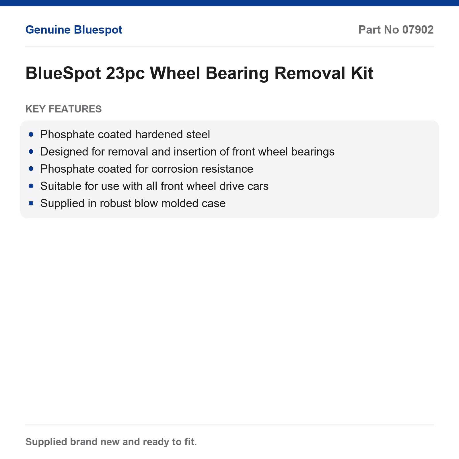 BlueSpot 23pc Wheel Bearing Removal Insertion Kit Hardened Steel FWD Car - Image 3