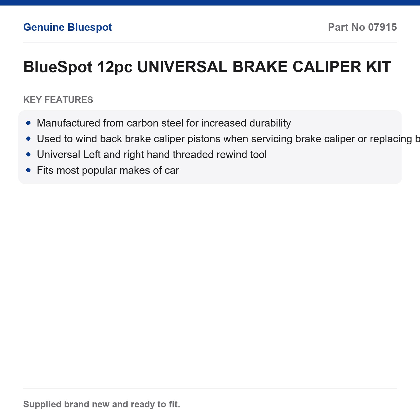 BlueSpot 10PCE Universal Brake Caliper Piston Rewind Tool Kit L&R Threaded - Image 2