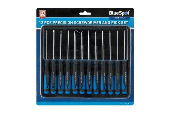 BlueSpot 12pc Chrome Vanadium Precision Screwdriver & Pick Set O-Ring Seal Tool