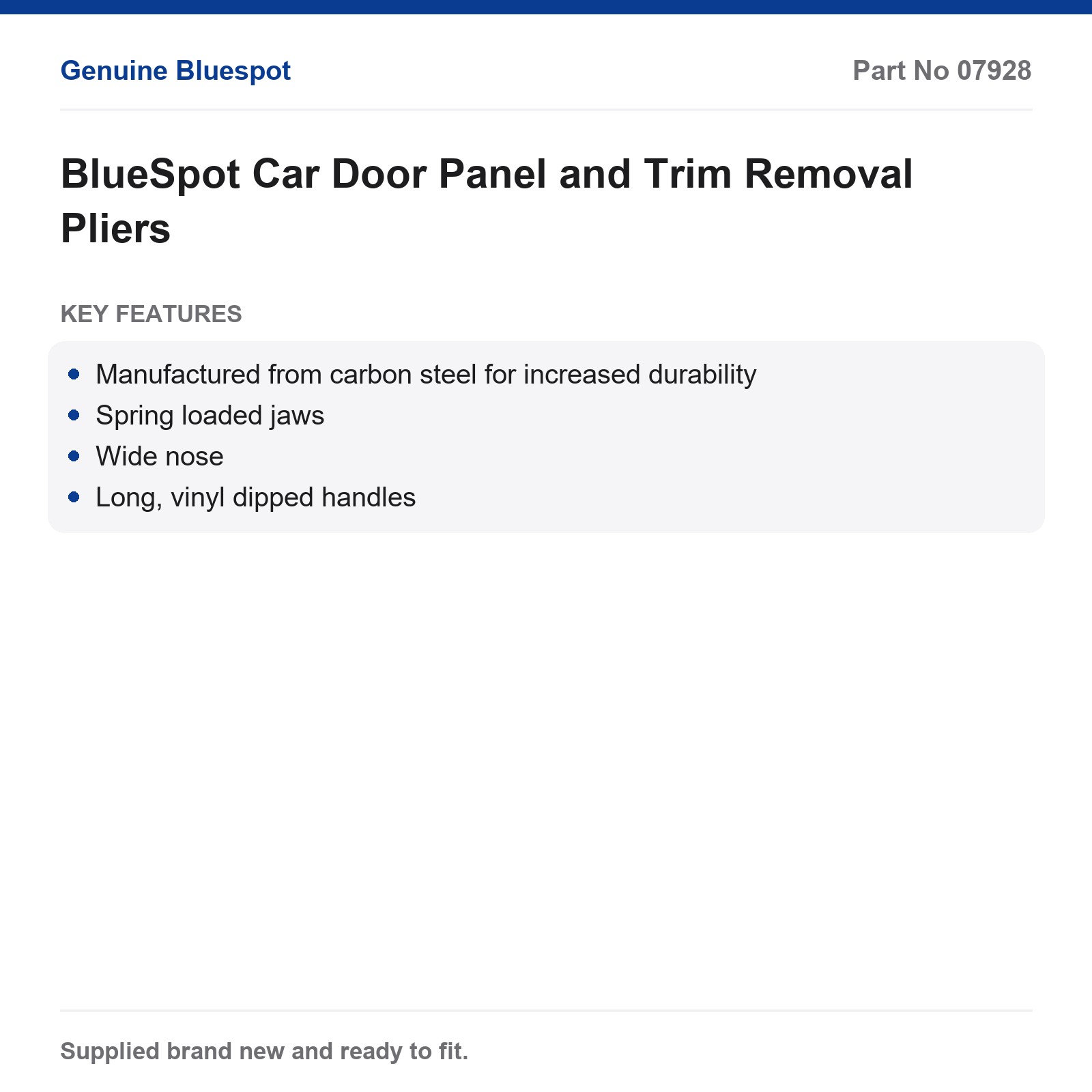 BlueSpot Car Door Panel Trim Removal Pliers Carbon Steel Long Vinyl Handle - Image 3