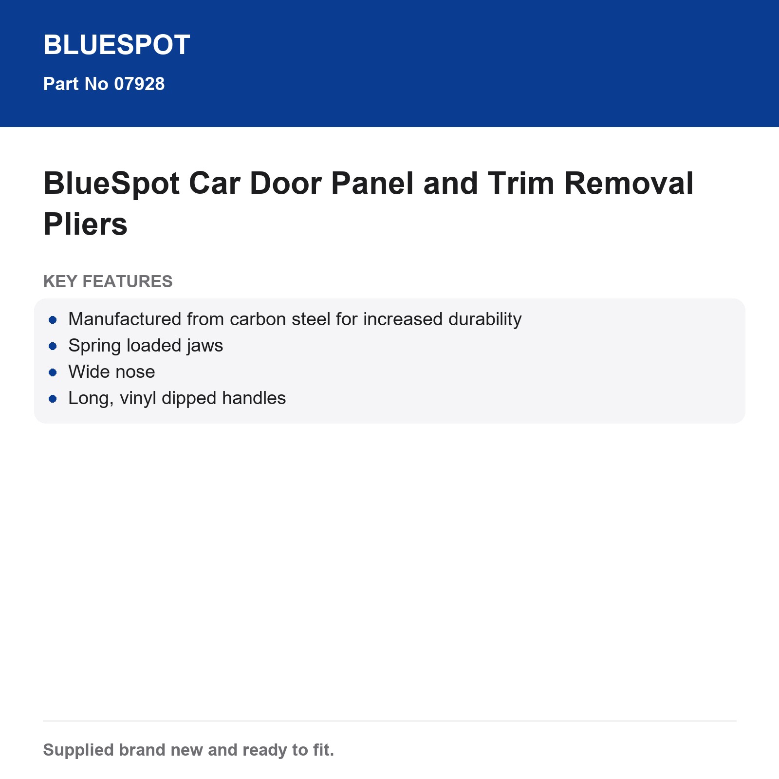 BlueSpot Car Door Panel Trim Removal Pliers Carbon Steel Long Vinyl Handle - Image 4