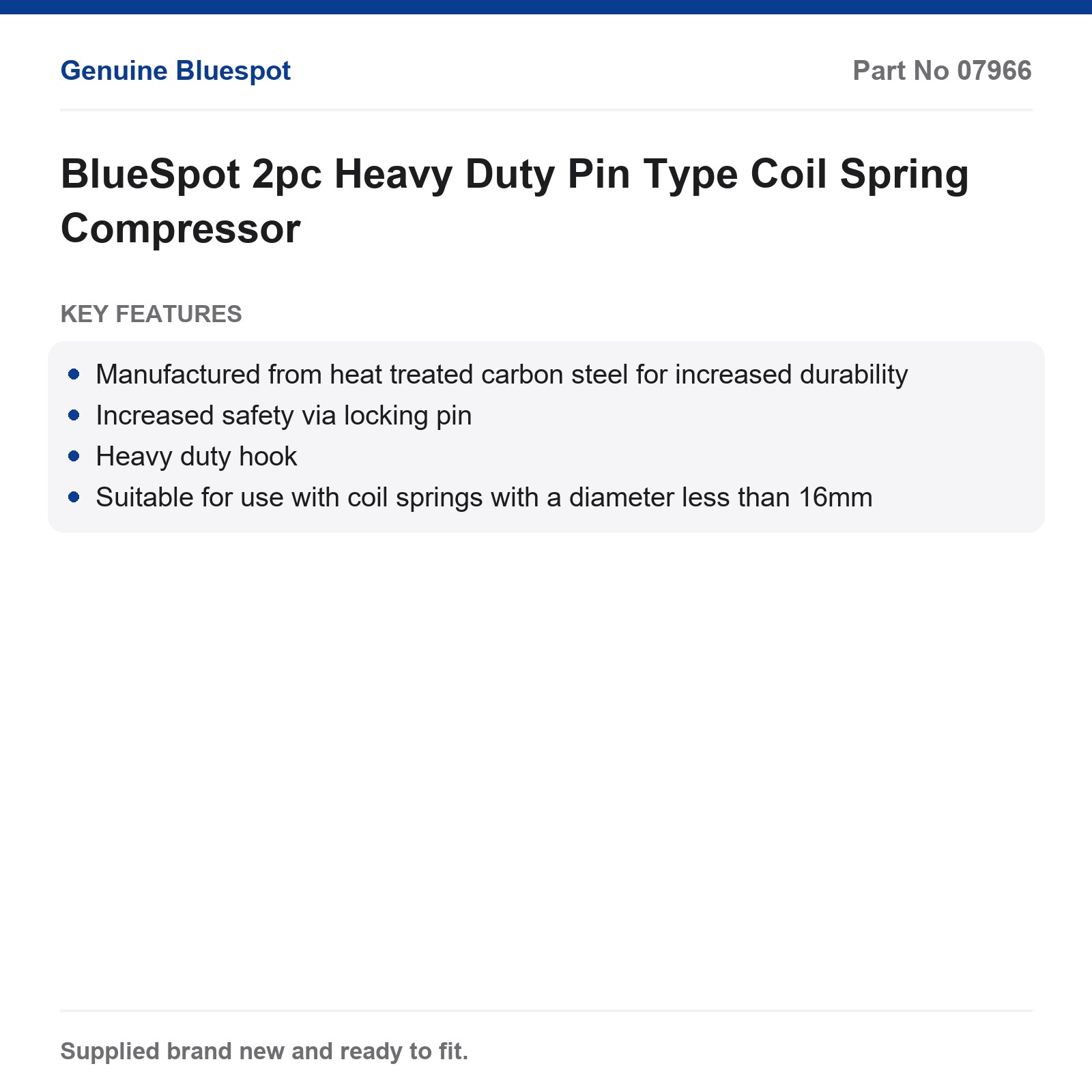 Coil Spring Compressor Heavy Duty Pin Type 2pc BlueSpot - Image 4