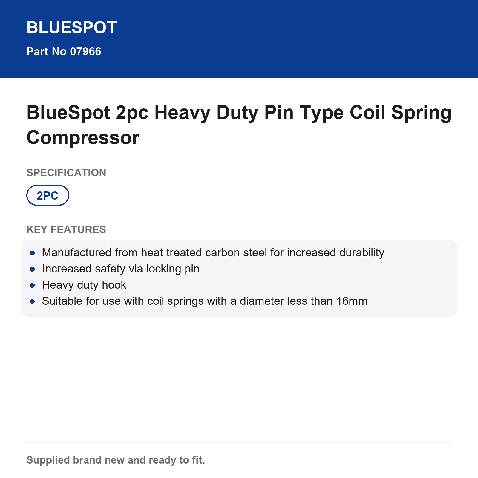 Coil Spring Compressor Heavy Duty Pin Type 2pc BlueSpot - Image 5
