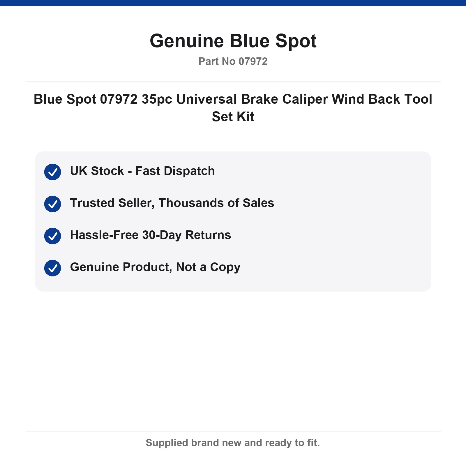 Blue Spot 07972 35pc Universal Brake Caliper Wind Back Tool Set - Image 4