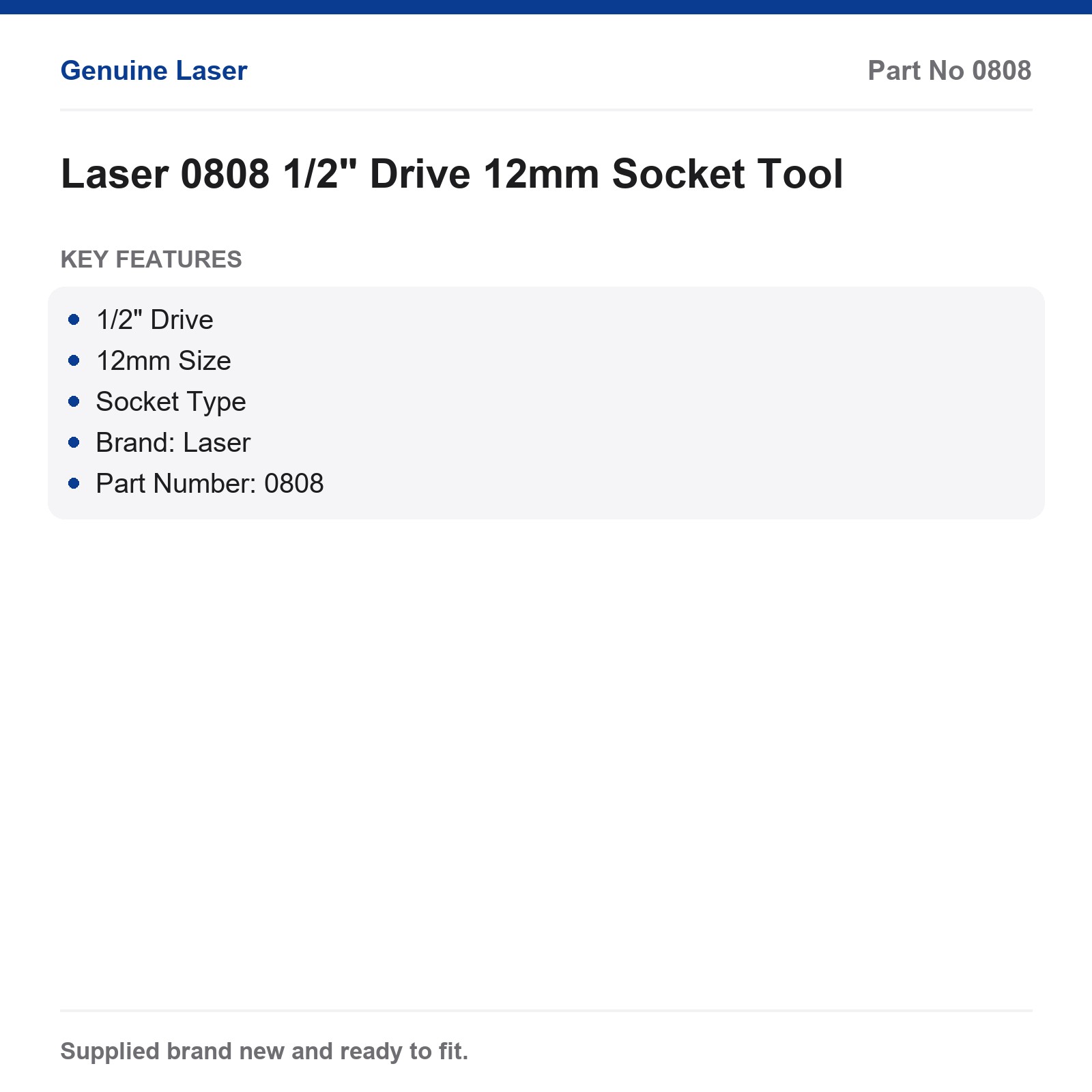12mm Socket 1/2" Drive Laser 0808 - Image 3
