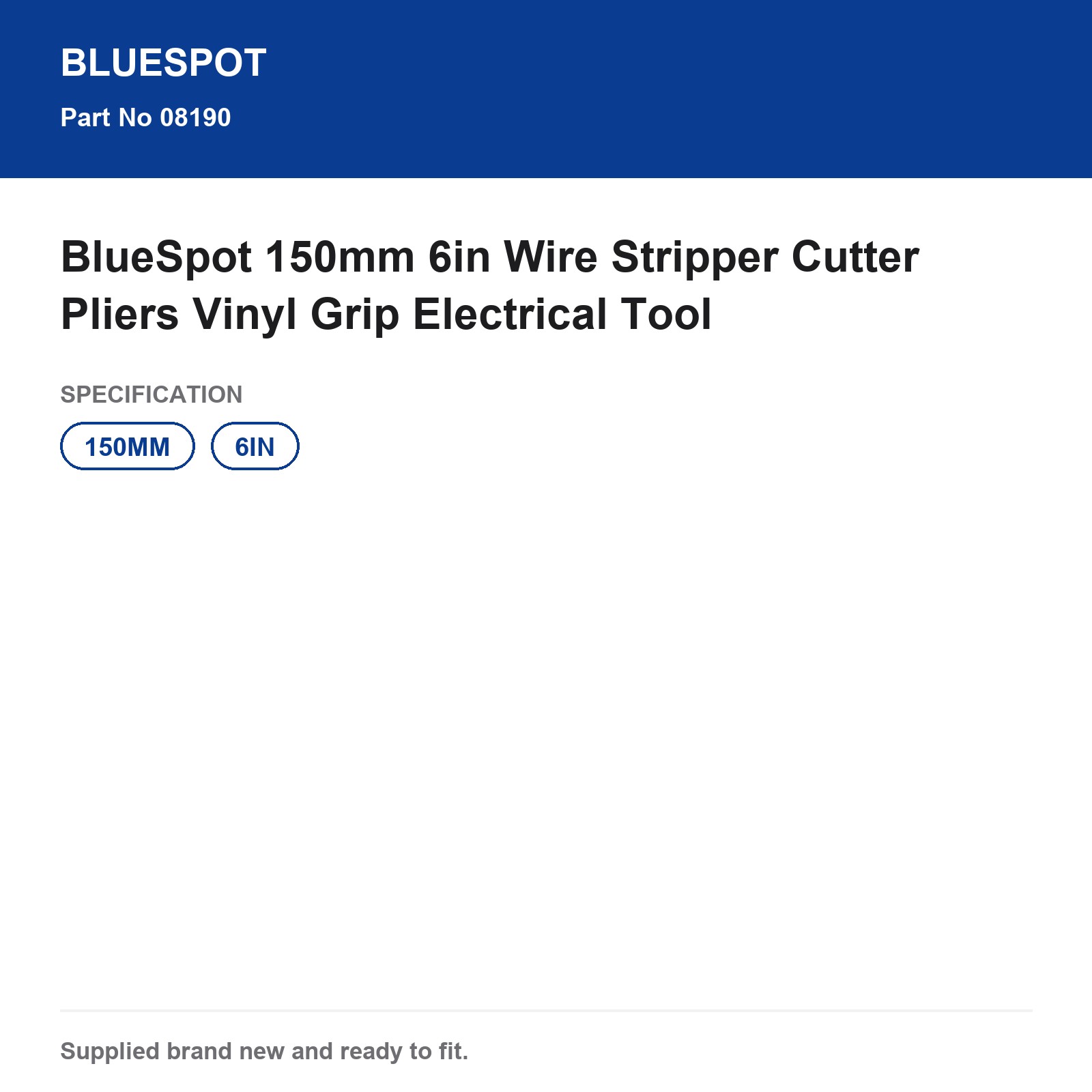 BlueSpot Wire Stripper 150mm 6in Cutter Pliers Vinyl Grip Electrical - Image 4
