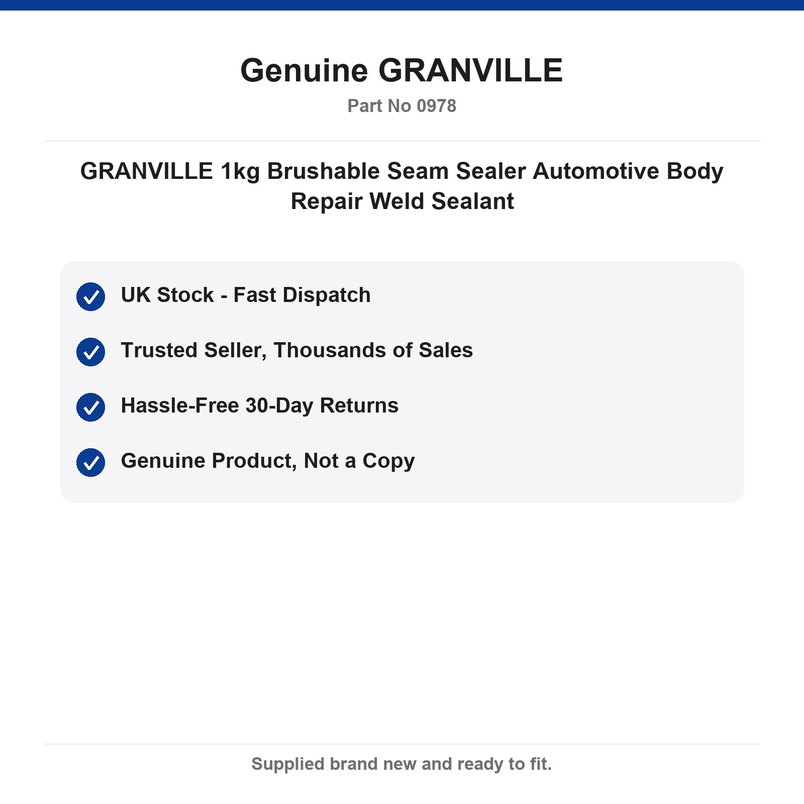 GRANVILLE 1kg Brushable Seam Sealer Automotive Body Repair Weld Sealant - Image 4