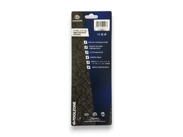 Toolzone Socket Set 1/4 Deep CRV 11PC - Image 2